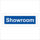 GG370 Showroom Door Plaque White On Blue