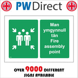 FS579 Man Ymgynnull Tan Fire Assembly Point Welsh English