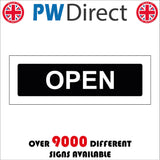 CS685 Open Business White On Black Door Window Plaque