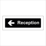 GG380 Reception Left Arrow White On Black Plaque