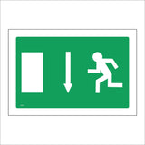 FS381 Fire Exit Down Arrow Running Man Door Left