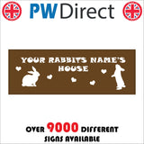 CM433 Rabbits Name House Hutch Custom Personalise Bunny Text