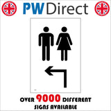 TS056 Male Female Toilets Up Left Arrow Black On White