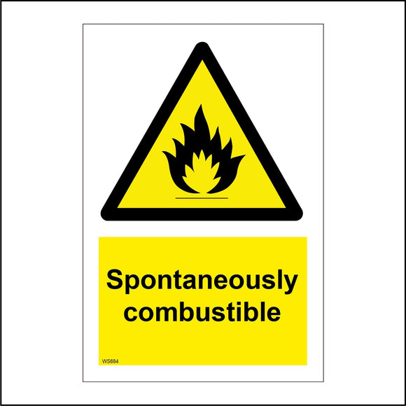 WS684 Spontaneously Combustible Sign with Triangle Fire