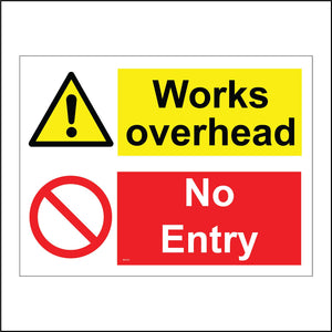 CS235 Works Overhead No Entry Sign with Triangle Exclamation Mark Circle