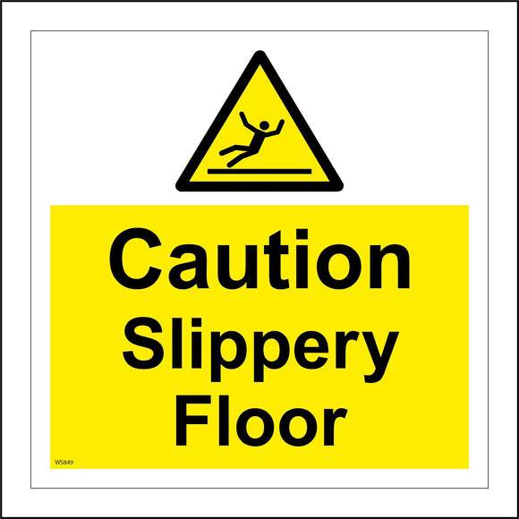 WS849 Caution Slippery Floor Sign with Triangle Man Slipping