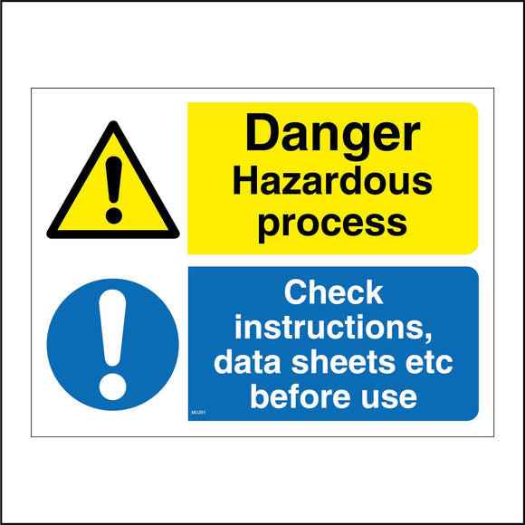 MU291 Danger Hazardous Process Check Instructions Guide Book