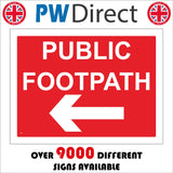 VE338 Public Footpath Left Arrow Route Way Direction Trail
