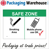 NS063 Safe Zone Smoking Area Mobile Phone Use Ok Sign with Cigarette Mobile Phone