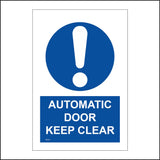 MA351 Automatic Door Keep Clear Sign with Exclamation Mark Circle