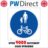 TR386 Pedestrian Pedal Cycle Route Only Sign with Man Child Bicycle