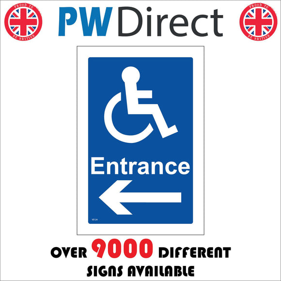 VE124 Disabled Entrance Left Sign with Disabled Logo Arrow