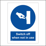 MA353 Switch Off When Not In Use Sign with Hand Switch Circle
