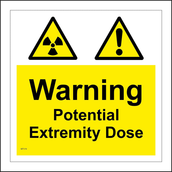 WT179 Warning Potential Extremity Dose Hazard Hazardous