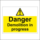 WS993 Danger Demolition In Progress Sign with Exclamation Mark