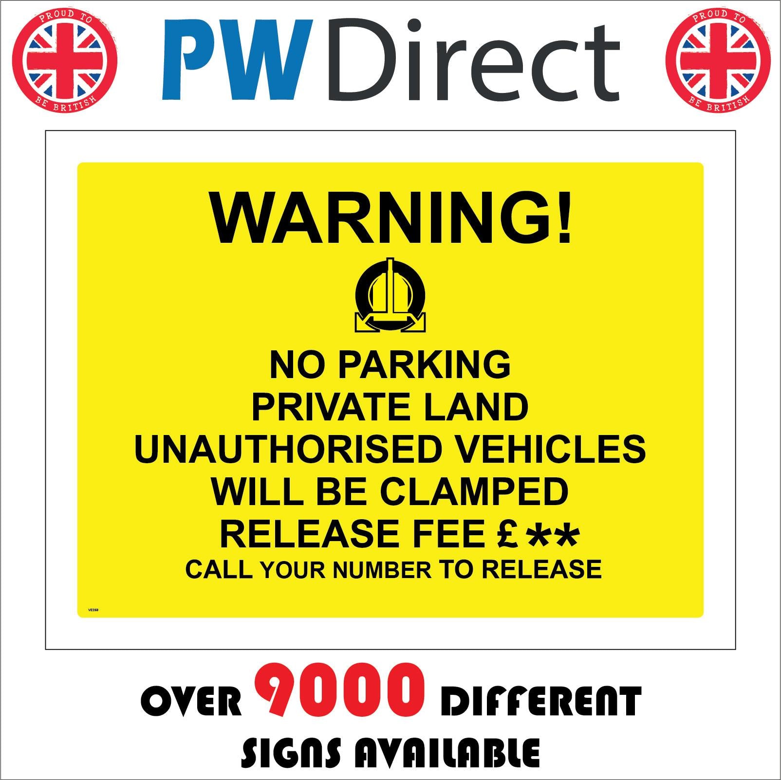 No Parking Private Land Clamped Release Fee Your Number PWDirect