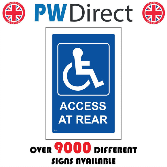 VE118 Access At Rear Sign with Disabled Logo