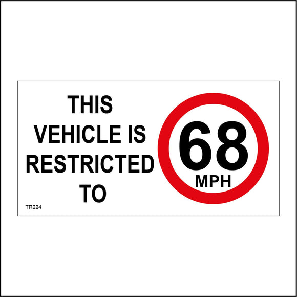 TR226 This Vehicle Is Restricted To 68 Mph Sign with Circle 68