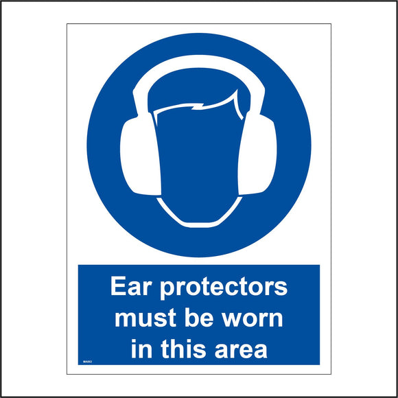 MA063 Ear Protectors Must Be Worn In This Area Sign with Face Ear Phones