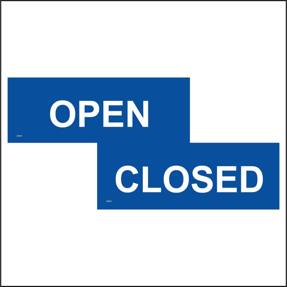 DS010 Open Closed Door Sign Double Sided Blue