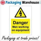 WS752 Danger Men Working On Equipment Sign with Triangle Electric Symbol