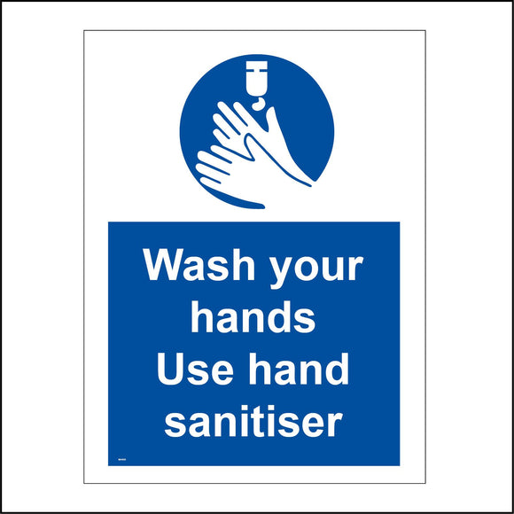 MA623 Wash Your Hands Use Hand Sanitiser Sign with Hands/Gel/Dispenser/Sanitiser