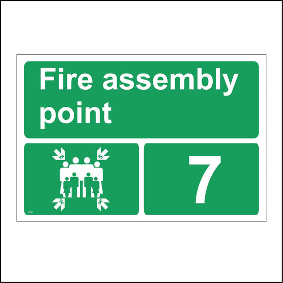 FS251 Fire Assembly Point 7 Sign with Arrows People Number 7