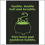 HU071 Double, Double Toil And Trouble Sign with Cauldron