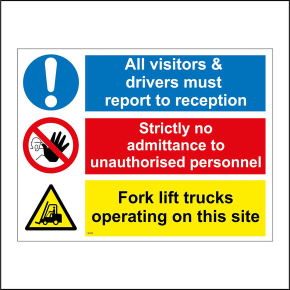 MU258 All Visitors Drivers Report To Reception Fork Lift Trucks