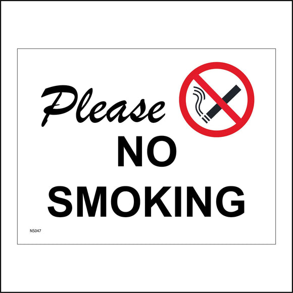 NS047 Please No Smoking Sign with Cigarette