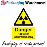 WS608 Danger Radiation Controlled Area Sign with Triangle Radiation Logo
