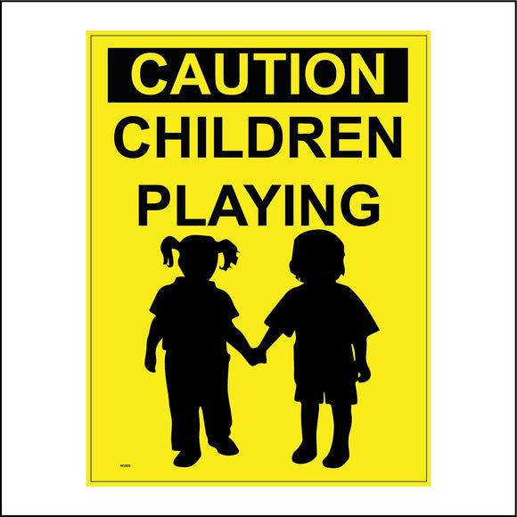 WS508 Caution Children Playing Sign with Children