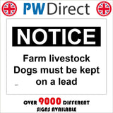 MA871 Notice Farm Livestock Dogs Must Be Kept On A Lead