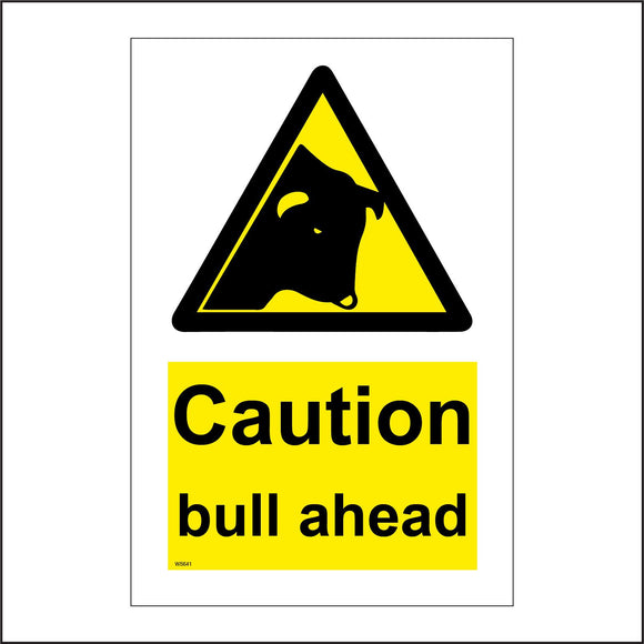 WS641 Caution Bull Ahead Sign with Triangle Bull