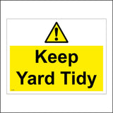 WT048 Keep Yard Tidy Sign with Triangle Exclamation Mark