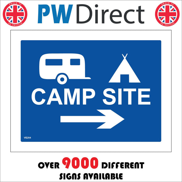 VE204 Camp Site Right Arrow  Sign with Right Arrow Caravan Tent