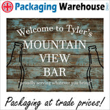 CM193 Welcome To Tyler's Mountain View Bar Sign with Bottles