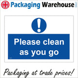 MA714 Please Clean As You Go Sign with Circle Exclamation Mark