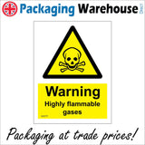 WS777 Warning Highly Flammable Gases Sign with Triangle Skull Crossbones