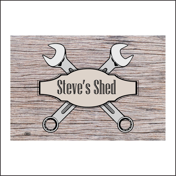 CM012 Shed Sign Personalised Custom Cave Shed Pub Garden Gift Idea Sign with Spanners