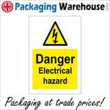 WS567 Danger Electrical Hazard Sign with Triangle Lightning Arrow