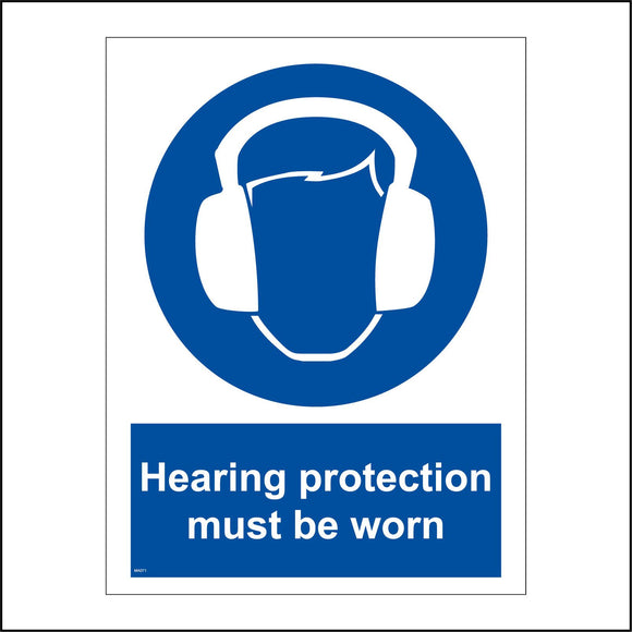 MA071 Hearing Protection Must Be Worn Sign with Face Ear Protectors