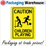 WS507 Caution Children Playing Sign with Children Football Scooter