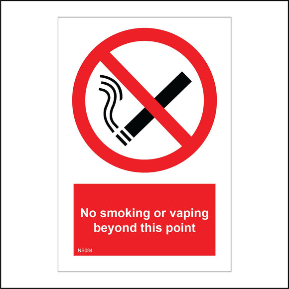 NS084 No Smoking Or Vaping Beyond This Point Sign with Circle Cigarette Diagonal Line