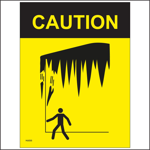 HU033 Caution Sign with Person Ice