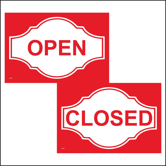 DS016 Open Closed Sign Plaque Red Door Double Sided