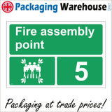 FS249 Fire Assembly Point 5 Sign with Arrows People Number 5