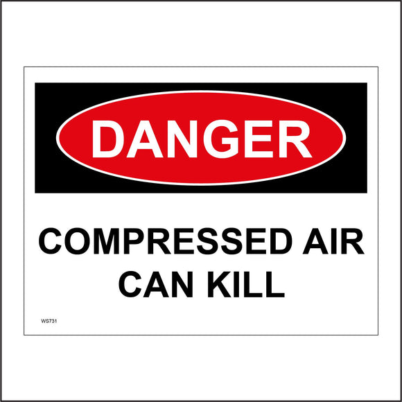 WS731 Danger Compressed Air Can Kill Sign with Square