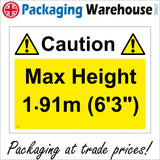 TR295 Caution Max Height 1.91M 6'3" Sign with 2 Exclamation Marks