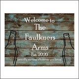CM184 Welcome To The Faulkners Arms Est. Sign with Bottles